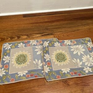 Pair Victorian Floral Needlepoint 13x18 Cottage Pillow Cover Roses Boudoir Wool